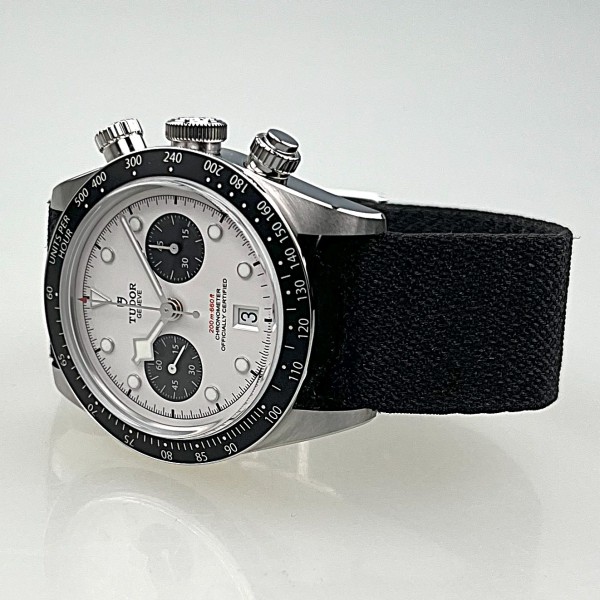 Tudor Black Bay Chrono "Panda" ZB weiß (opalfarben) LC100, EK 06/2022, neu/ungetragen, Stahl/Textil